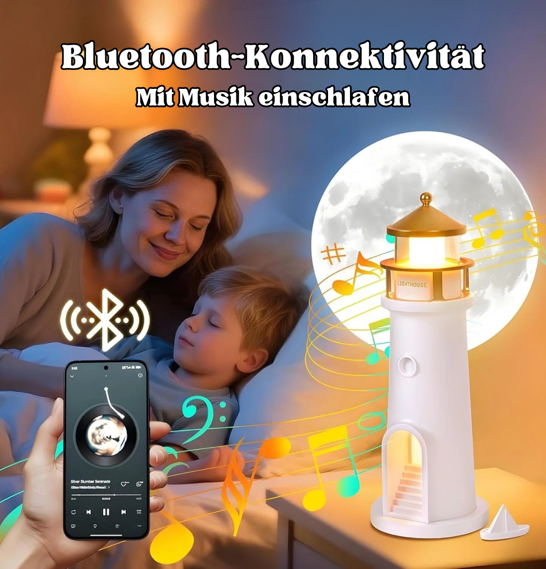 Magic lighthouse lamp with moonlight projection