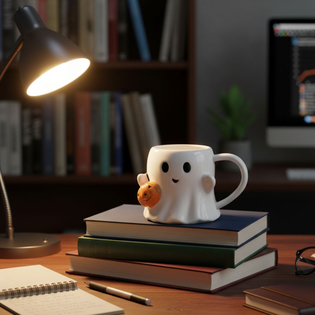Pumpkin Ghost Mug - Cute Ghost with Pumpkin - Perfect for Halloween
