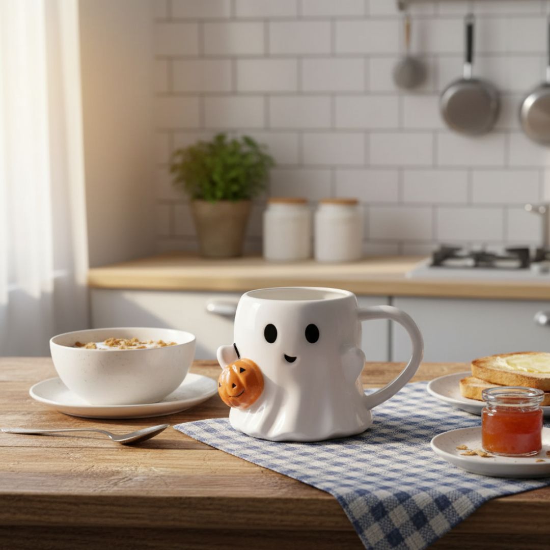 Pumpkin Ghost Mug - Cute Ghost with Pumpkin - Perfect for Halloween