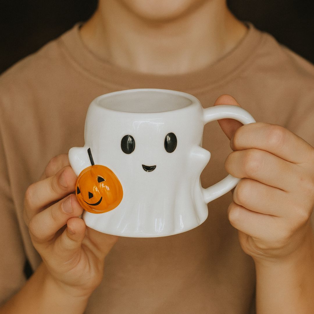 Pumpkin Ghost Mug - Cute Ghost with Pumpkin - Perfect for Halloween