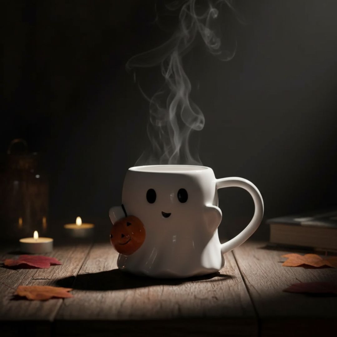Pumpkin Ghost Mug - Cute Ghost with Pumpkin - Perfect for Halloween