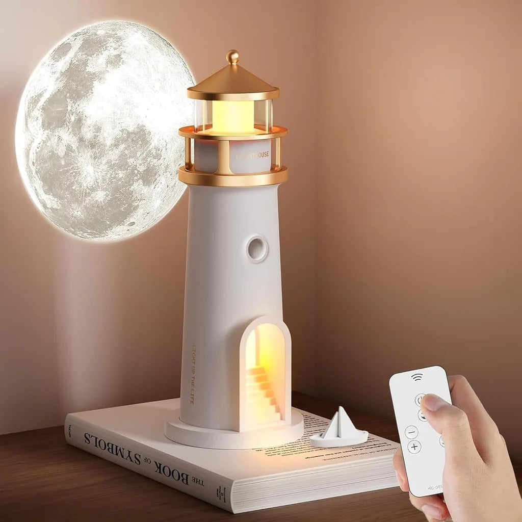 Magic lighthouse lamp with moonlight projection