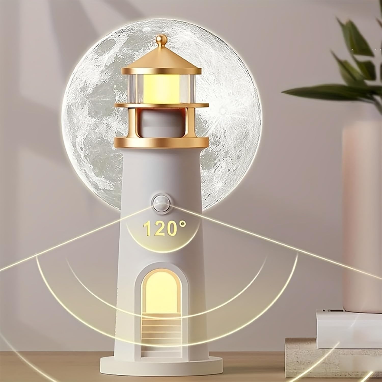 Magic lighthouse lamp with moonlight projection